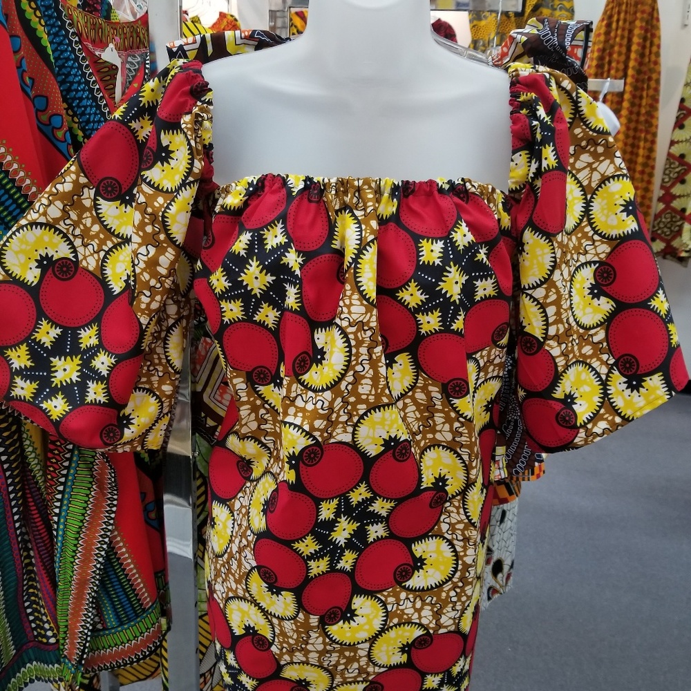 Off shoulder African print mini dress